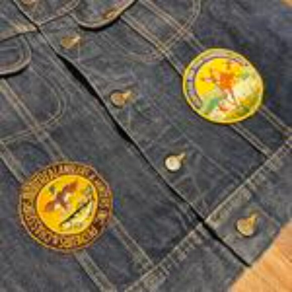 1970s Lee Ducks Unlimited Denim Jacket with Embroidered Patches Yellow Collar Ma - Picture 8 of 8